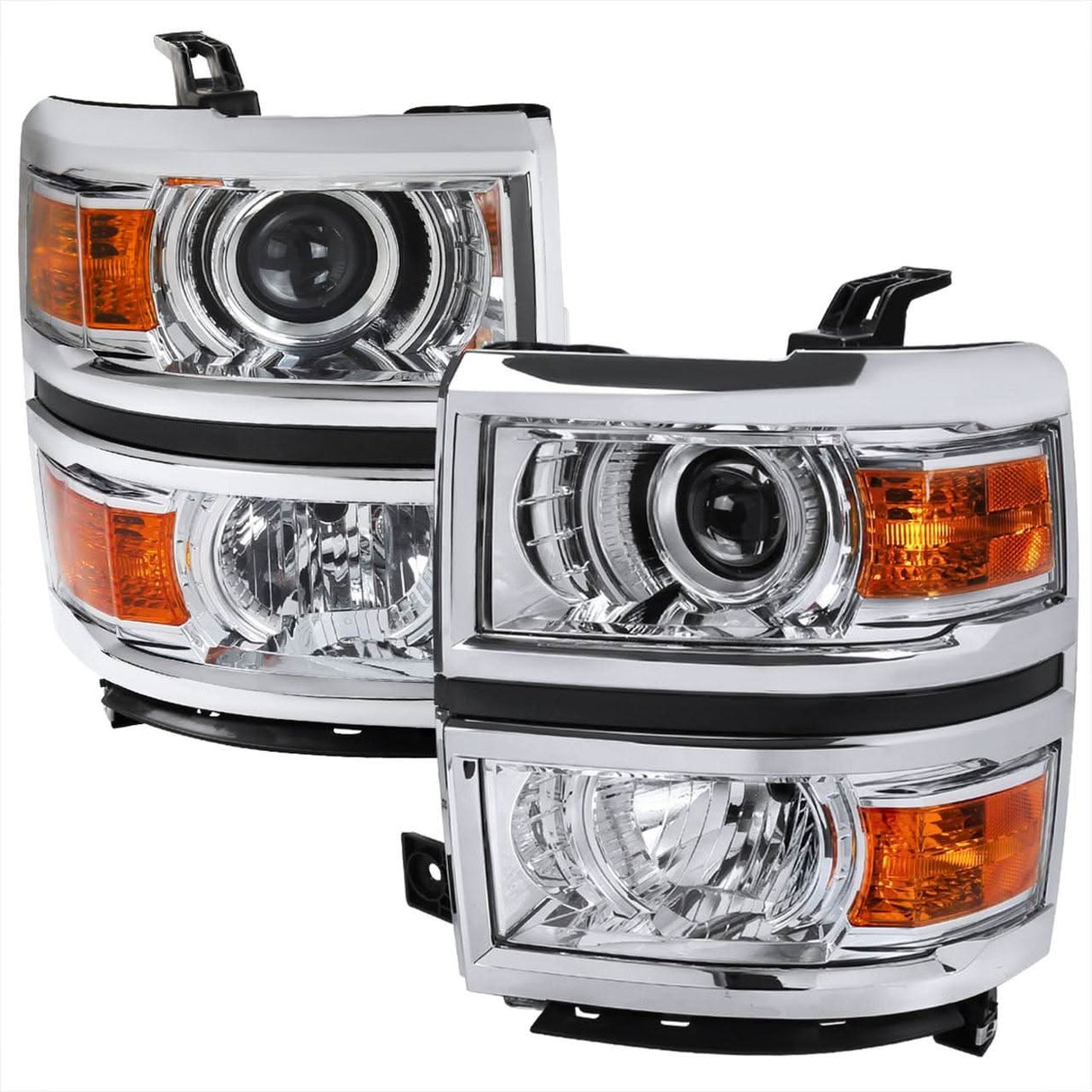 Spec-D Projector Headlights Chevy Silverado 1500 (2014-2015) Amber Corners / Black Housing