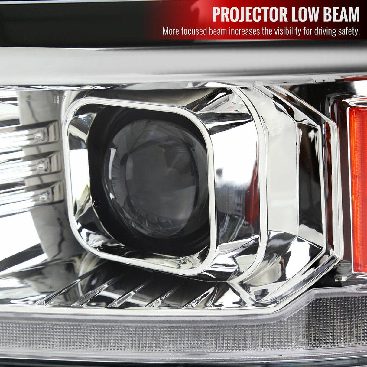 Spec-D Projector Headlights Silverado (14-15) Switchback Sequential w/ LED Bar - Black / Chrome