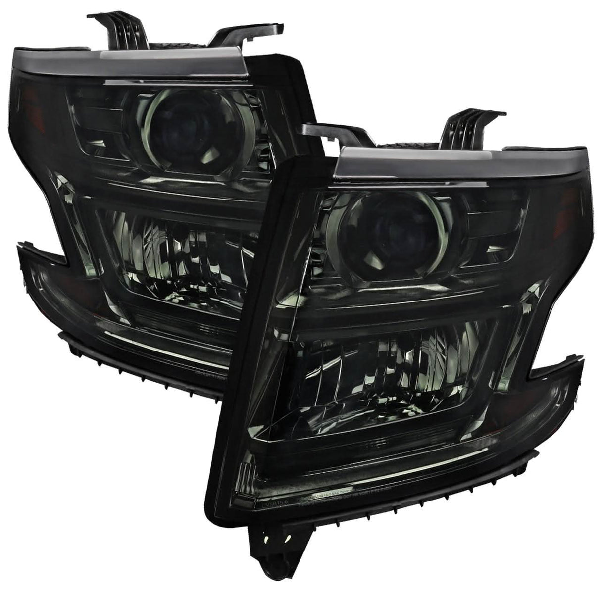 Spec-D Projector Headlights Tahoe / Suburban (2015-2020) w/ LED Strip - Black / Chrome