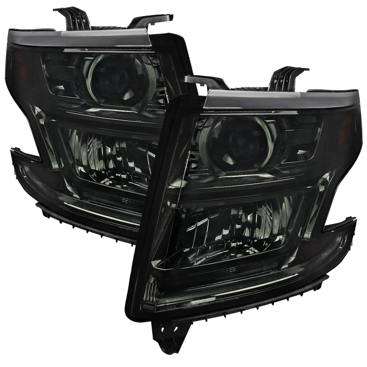 Spec-D Projector Headlights Tahoe / Suburban (2015-2020) w/ LED Strip - Black / Chrome