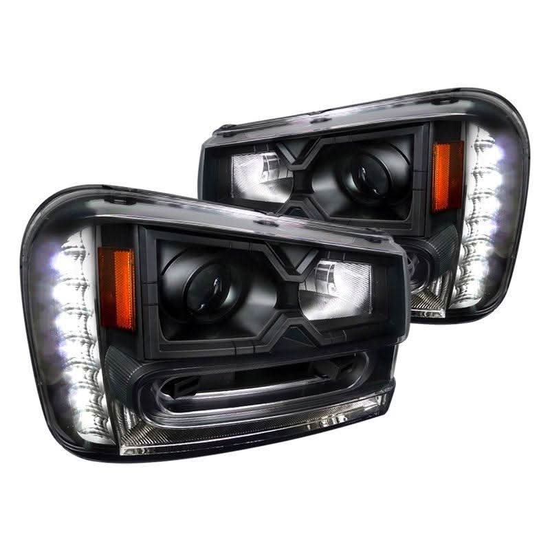 Spec-D Projector Headlights Chevy Trailblazer (02-09) w/ LED Accents - Black / Smoke / Chrome