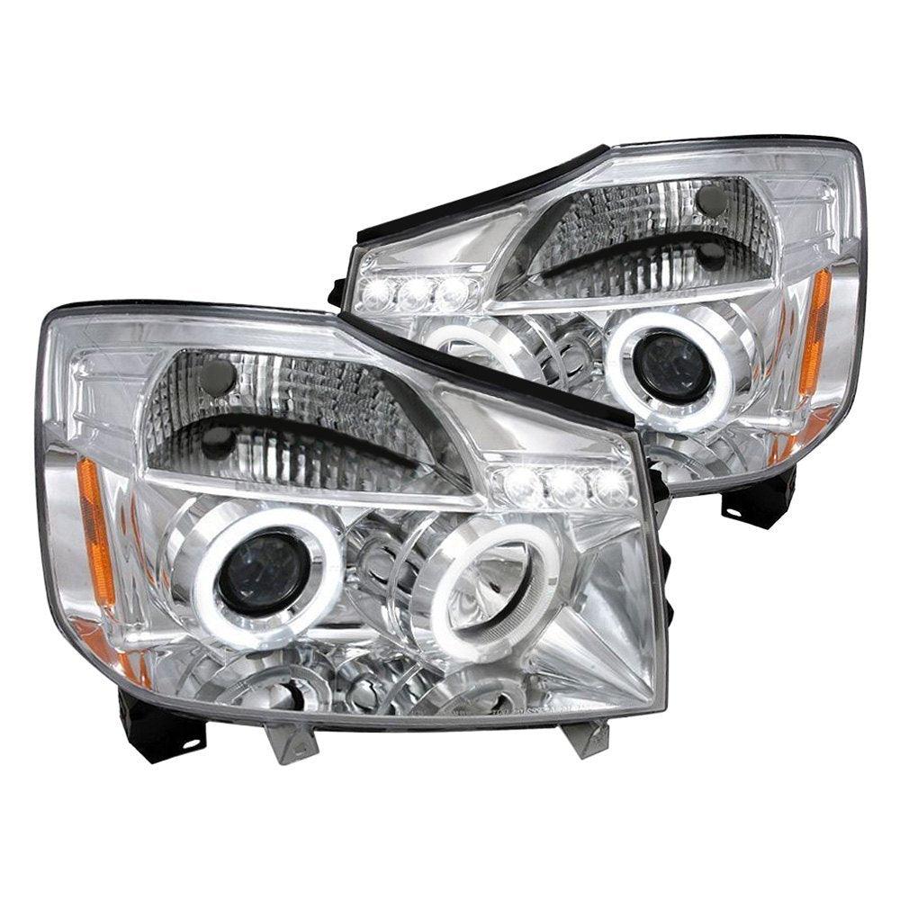 Spec-D Projector Headlights Nissan Titan (04-15) Armada (04-07) LED Dual Halo - Black or Chrome
