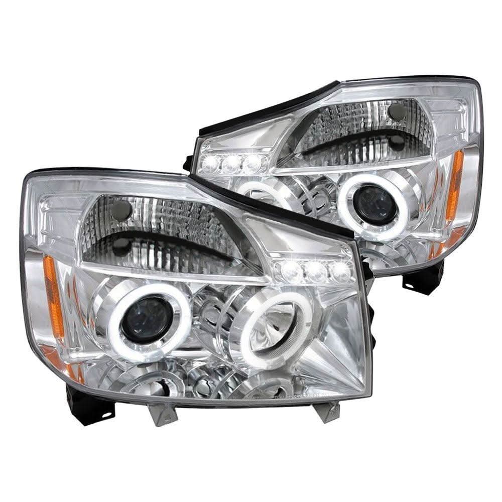 Spec-D Projector Headlights Nissan Titan (04-15) Armada (04-07) LED Dual Halo - Black or Chrome