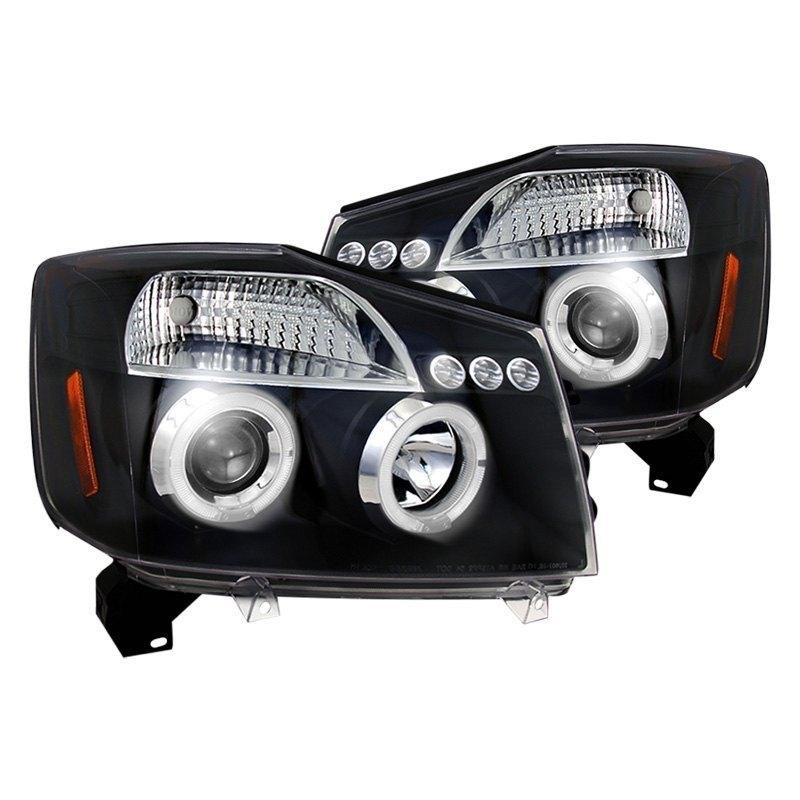 Spec-D Projector Headlights Nissan Titan (04-15) Armada (04-07) LED Dual Halo - Black or Chrome