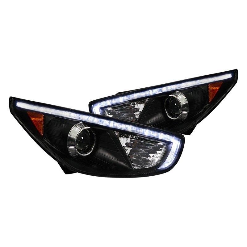 Spec-D Projector Headlights Hyundai Tucson (2010-2013) R8 LED Strip - Black