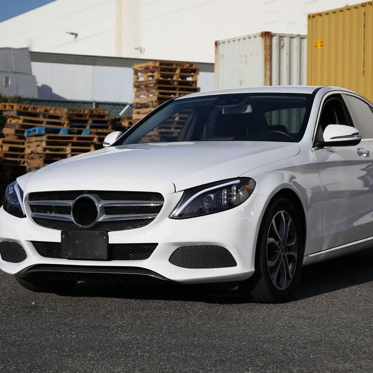 Mercedes C250 C300 C400 C450 Sedan W205 - Black / Chrome Projector Headlights LED DRL Bar (2015-2018) - K2 Industries