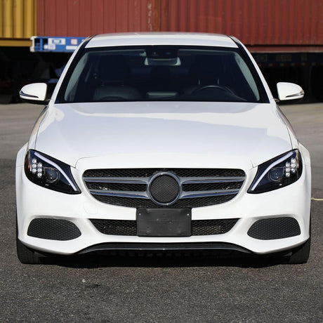 Mercedes C250 C300 C400 C450 Sedan W205 - Black / Chrome Projector Headlights LED DRL Bar (2015-2018) - K2 Industries