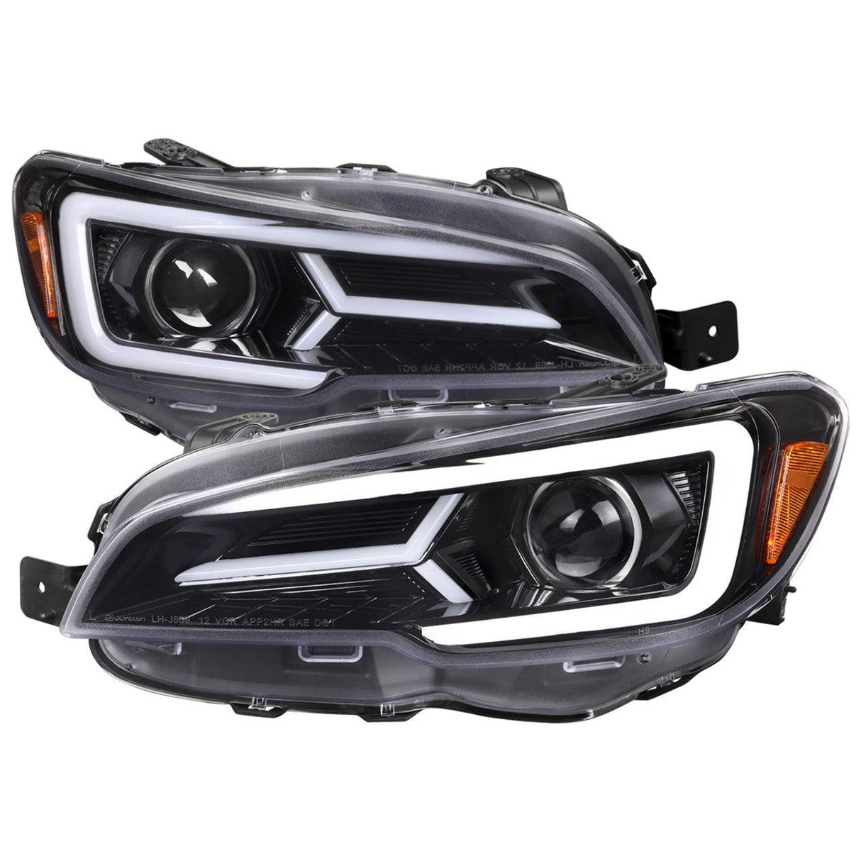Spec-D Projector Headlights Subaru WRX STi (2015-2021) Black w/ Sequential Switchback LED DRL