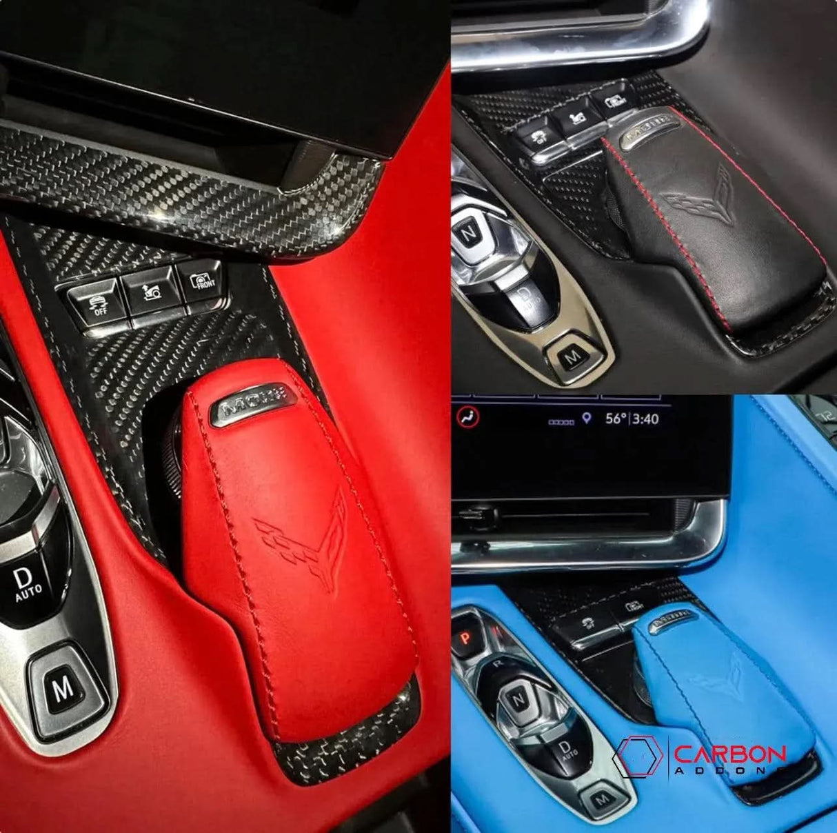 C8 Corvette Real Carbon Fiber Mode Selector Trim Covers | Interior Overlay (2020–2025)