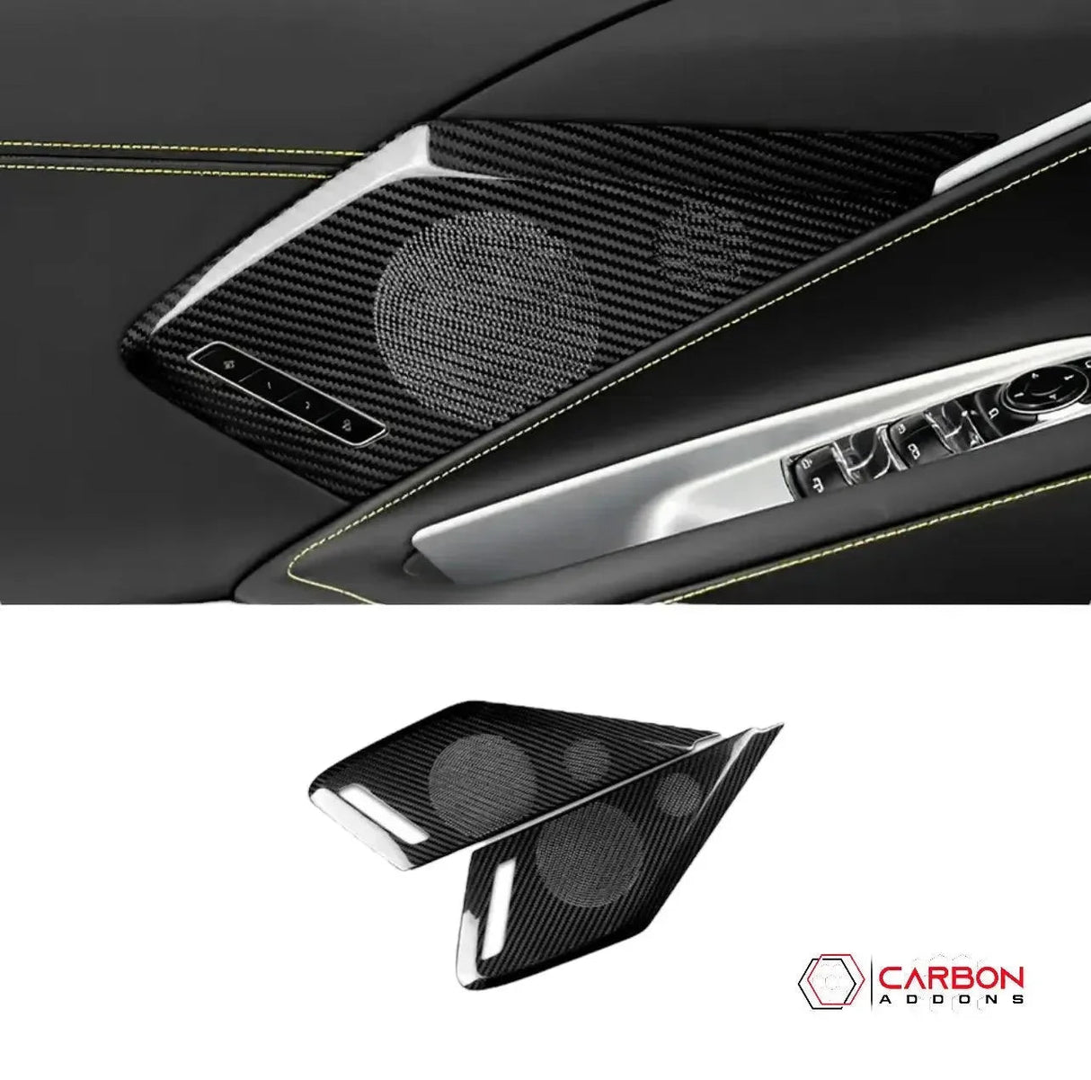 C8 Corvette Real Carbon Fiber Door Speaker Trim Covers | Interior Upgrade (2020–2026)