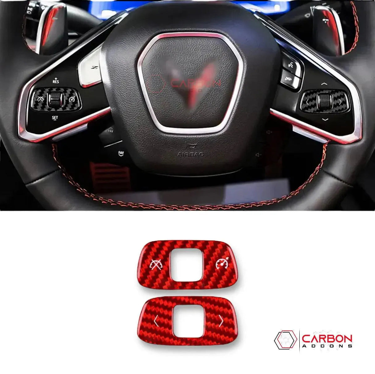 C8 Corvette Carbon Fiber Steering Wheel Roller Control Trim Cover