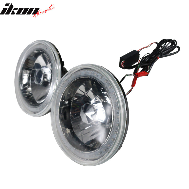 Universal 7In Round Chrome With RGB Halo Projector Headlights H4
