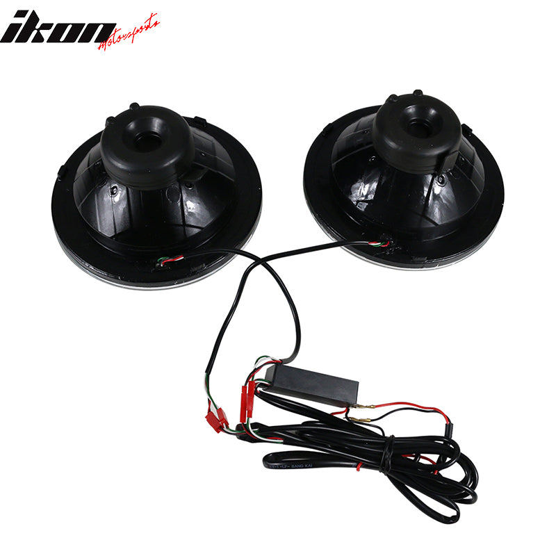 Universal 7In Round Chrome With RGB Halo Projector Headlights H4