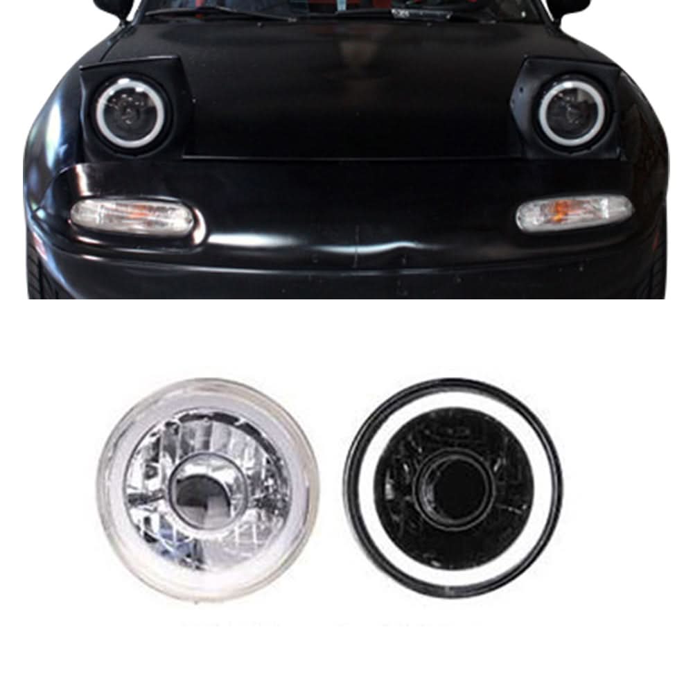 Universal 7'' Round Chrome With White CCFL Halo Headlight Conversion