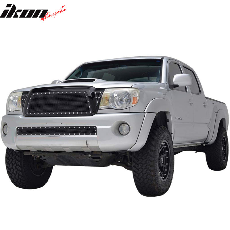 2005-2009 Toyota Tacoma Front Mesh Bumper Grille w/ Shell Gloss Black