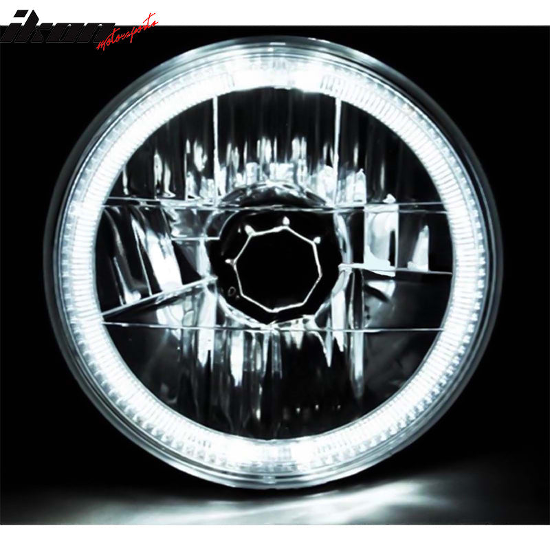 1997-2018 Jeep Wrangler TJ JK 7" 2PC Headlights Round W/White SMD Halo