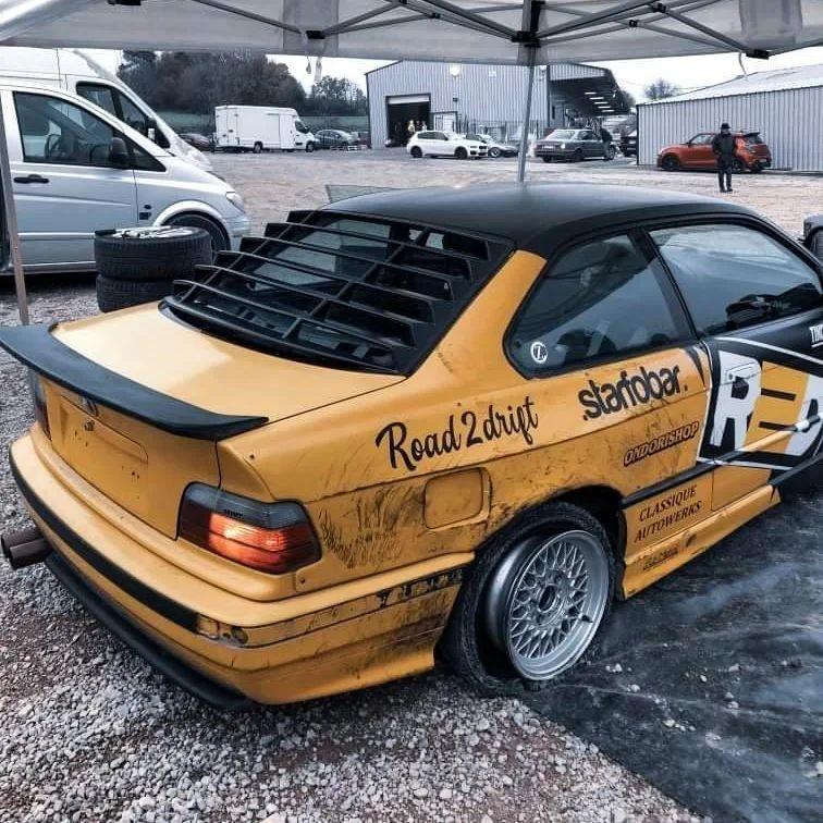 BMW E36 Coupe Series 3 Black Back Windshield Louvers (1992 - 1999) - K2 Industries