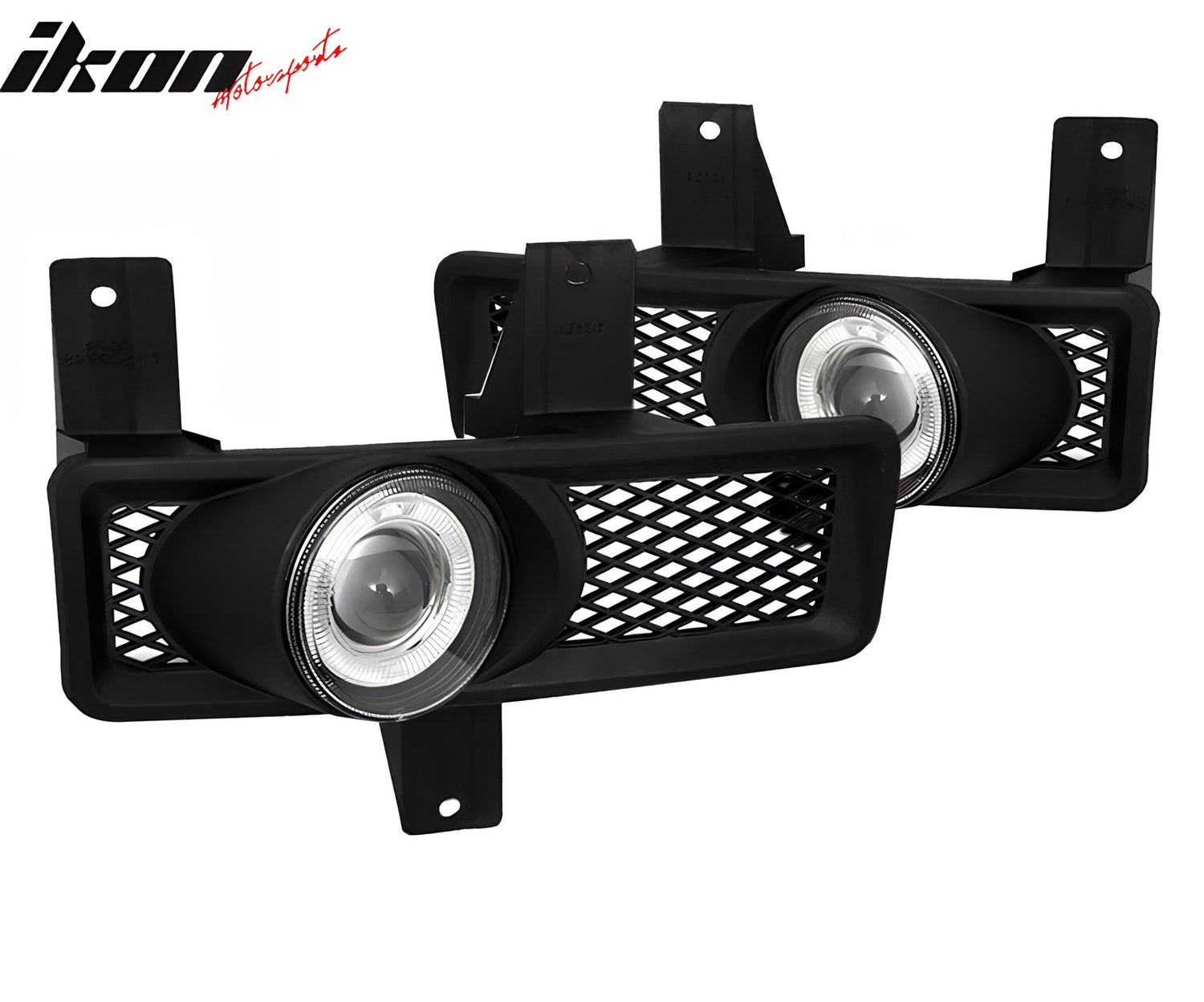 1997-1998 Ford F-150 Ring Style 2PC Projector Fog Lights Black Housing