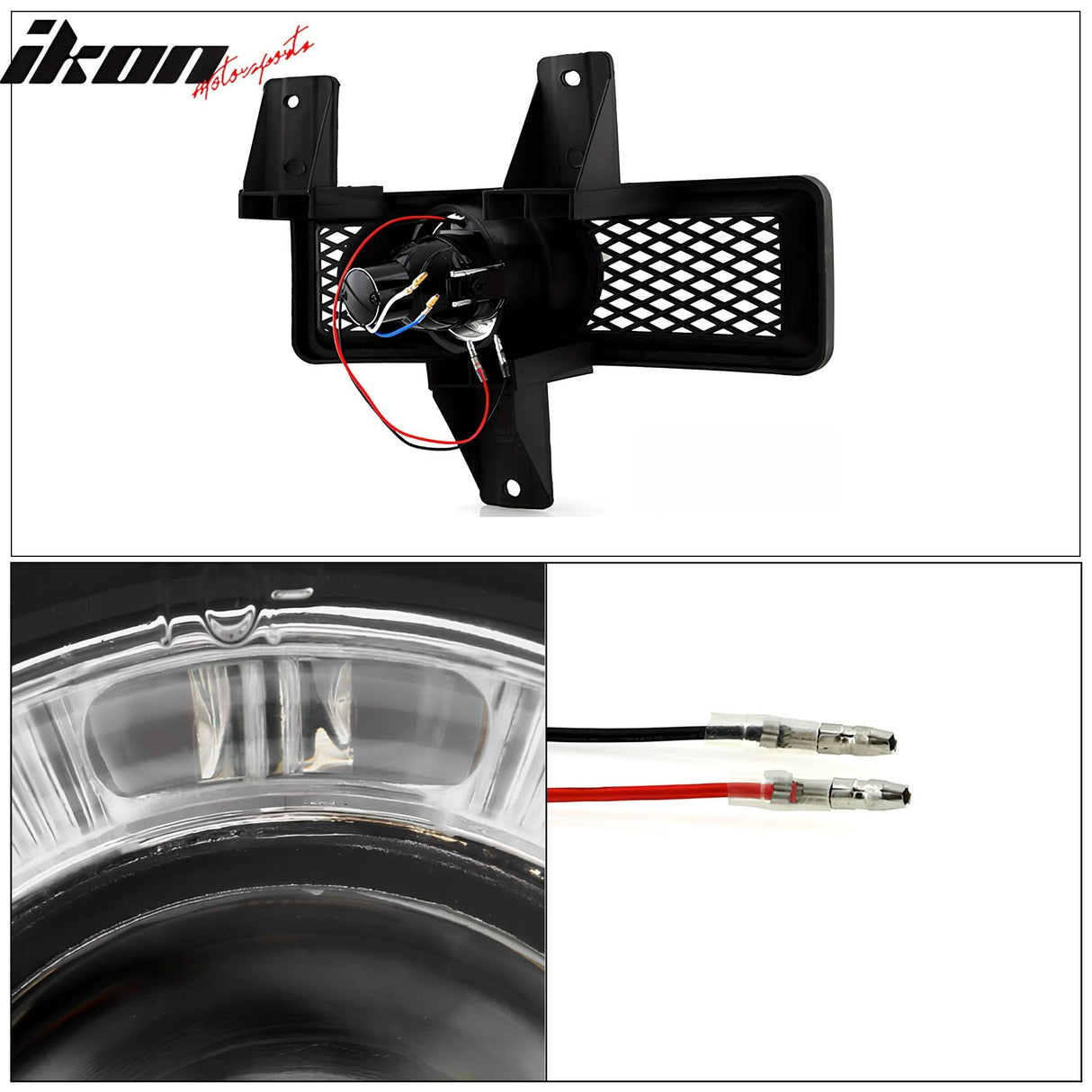 1997-1998 Ford F-150 Ring Style 2PC Projector Fog Lights Black Housing