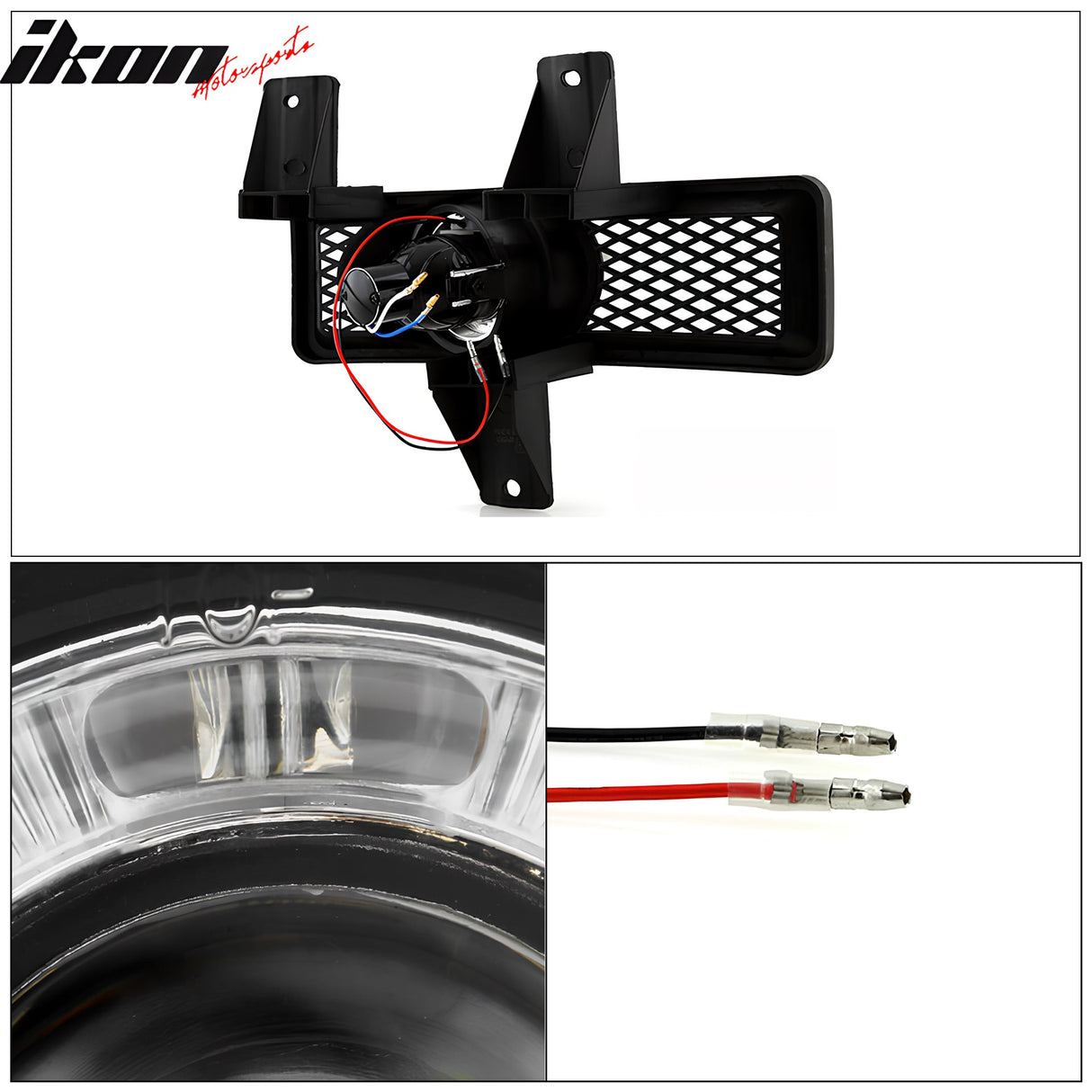 1997-1998 Ford F-150 Ring Style 2PC Projector Fog Lights Black Housing