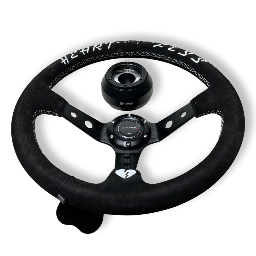 Suede Deep Dish Steering Wheel + Short Hub Adapter Kit For Cadillac Corvette Suburban Neon