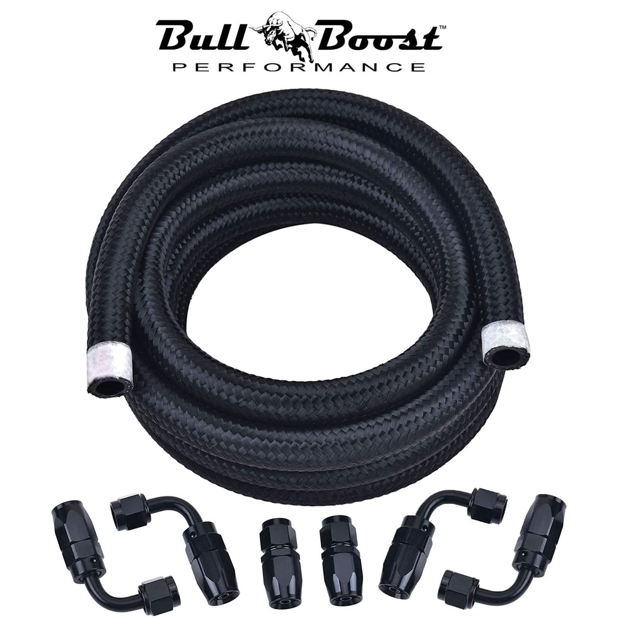 '-6 AN Braided 3-8 Fuel Line Oil-Gas-Fuel Hose Line Aluminum Hose End Fitting Kit