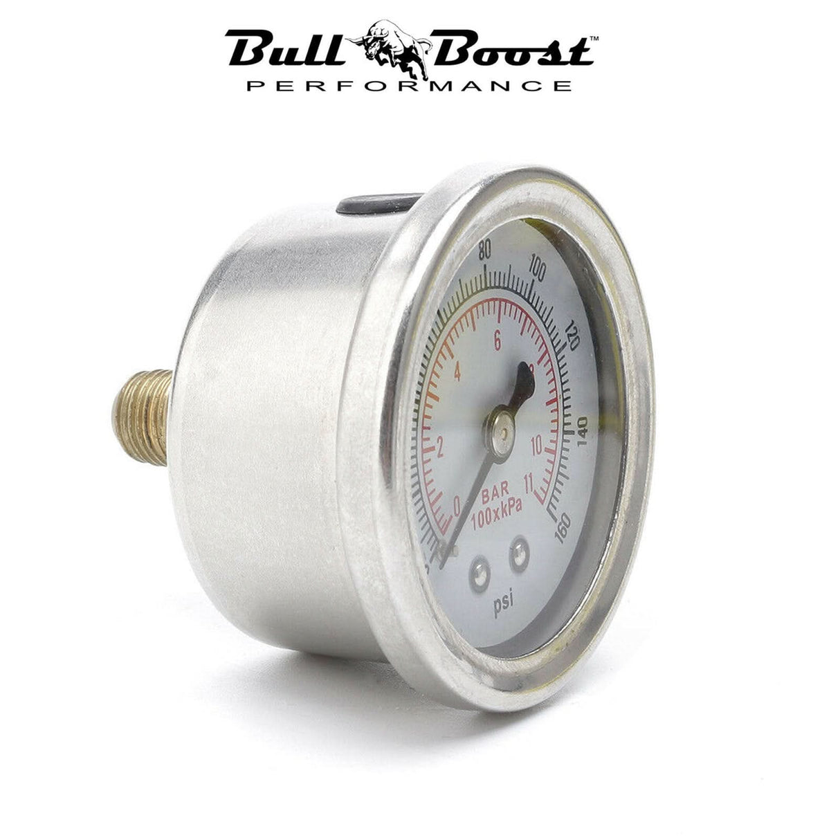 Fuel Pressure Regulator Gauge 0-160 Psi Bar Liquid Fill Chrome Fuel Oil Rail