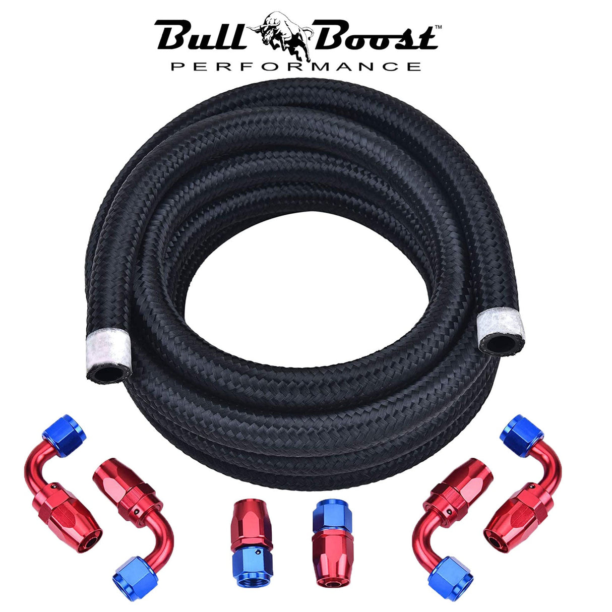 '-6 AN Braided 3-8 Fuel Line Oil-Gas-Fuel Hose Line Aluminum Hose End Fitting