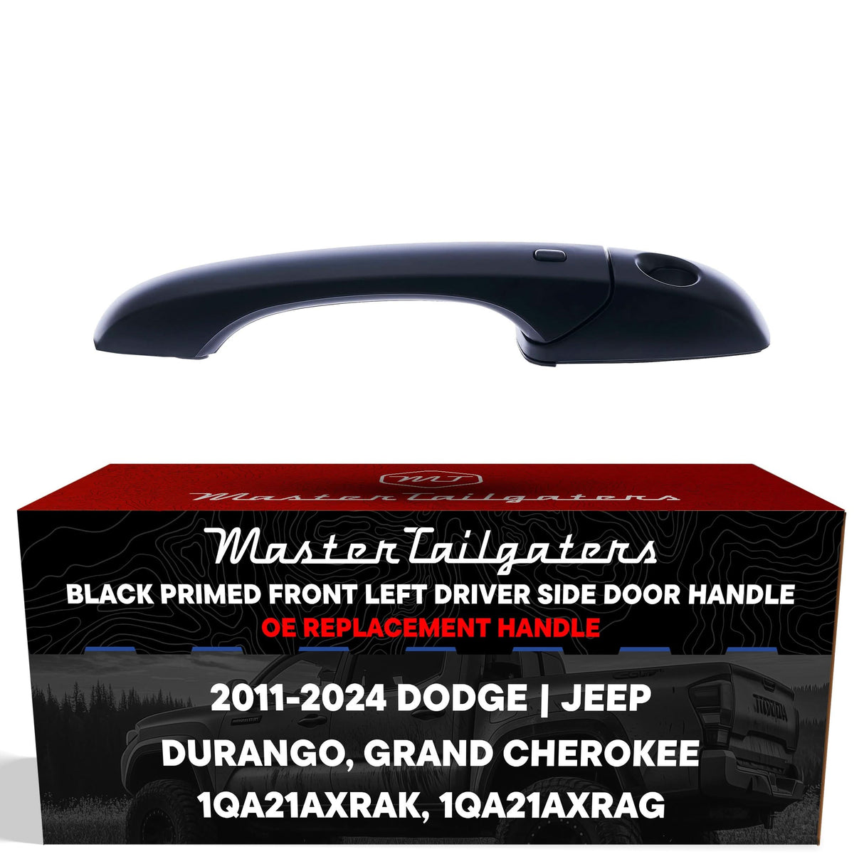 Exterior Door Handle Black Primed Replacement for Dodge Durango (2011-2024) / Jeep Grand Cherokee (2011-2024) OE Part # 1QA21AXRAK, 1QA21AXRAG | Front Left Driver Side