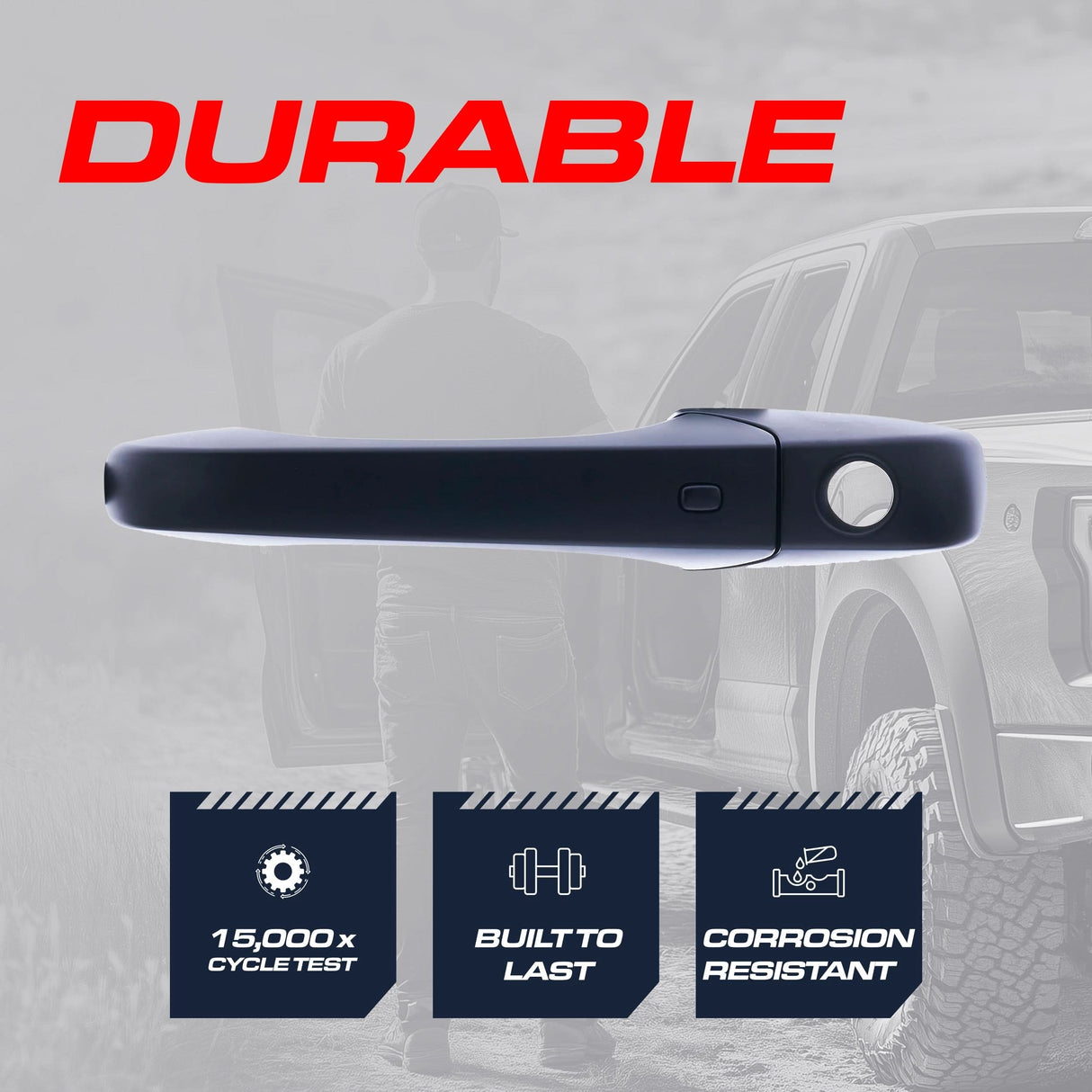 Exterior Door Handle Black Primed Replacement for Dodge Durango (2011-2024) / Jeep Grand Cherokee (2011-2024) OE Part # 1QA21AXRAK, 1QA21AXRAG | Front Left Driver Side