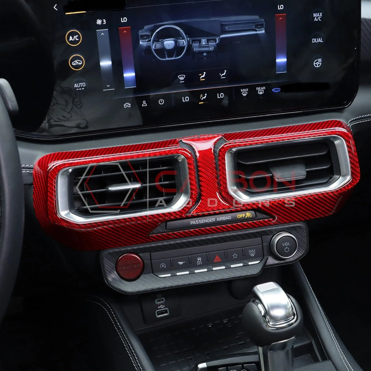 2024+ S650 Mustang Real Carbon Fiber Dash Center AC Vents Trim Overlays