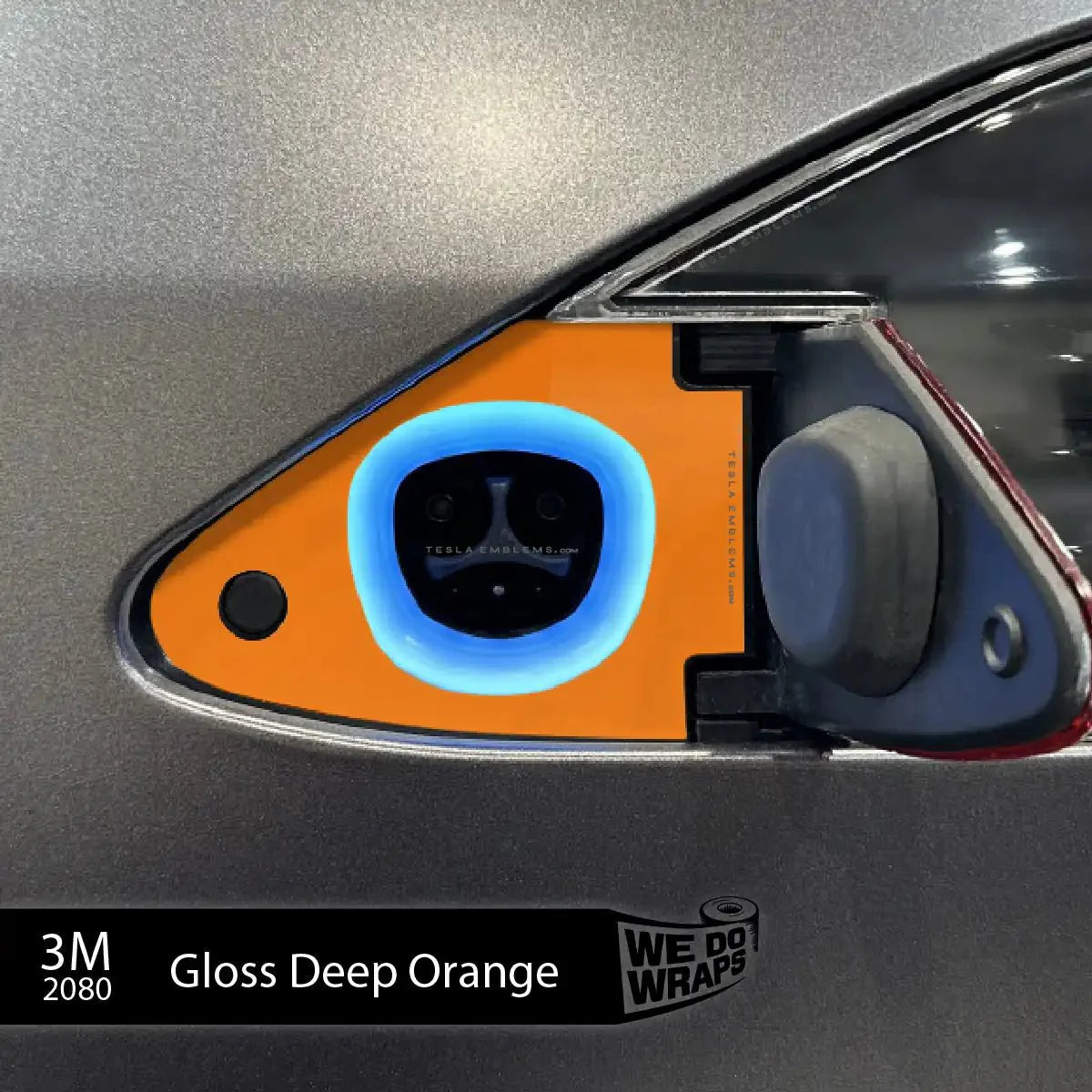 3M Gloss Deep Orange Tesla Charge Port Wrap | Model S