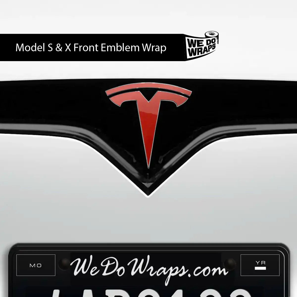 3M Gloss Dragon Fire Red Tesla Emblem Decals (Front + Back) | Model X