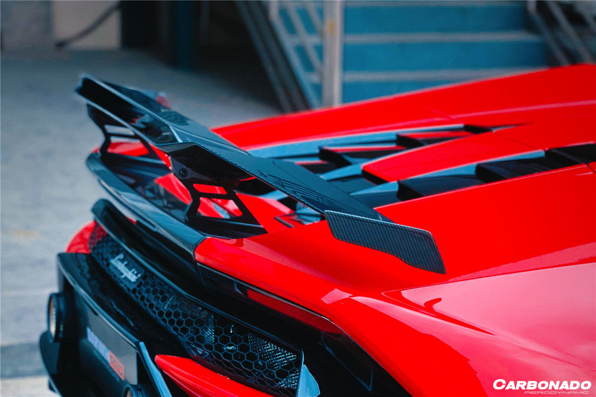 2015-2025 Lamborghini Huracan LP610 LP580 Evo Tecnica MD Style Carbon Fiber Trunk Spoiler with Base