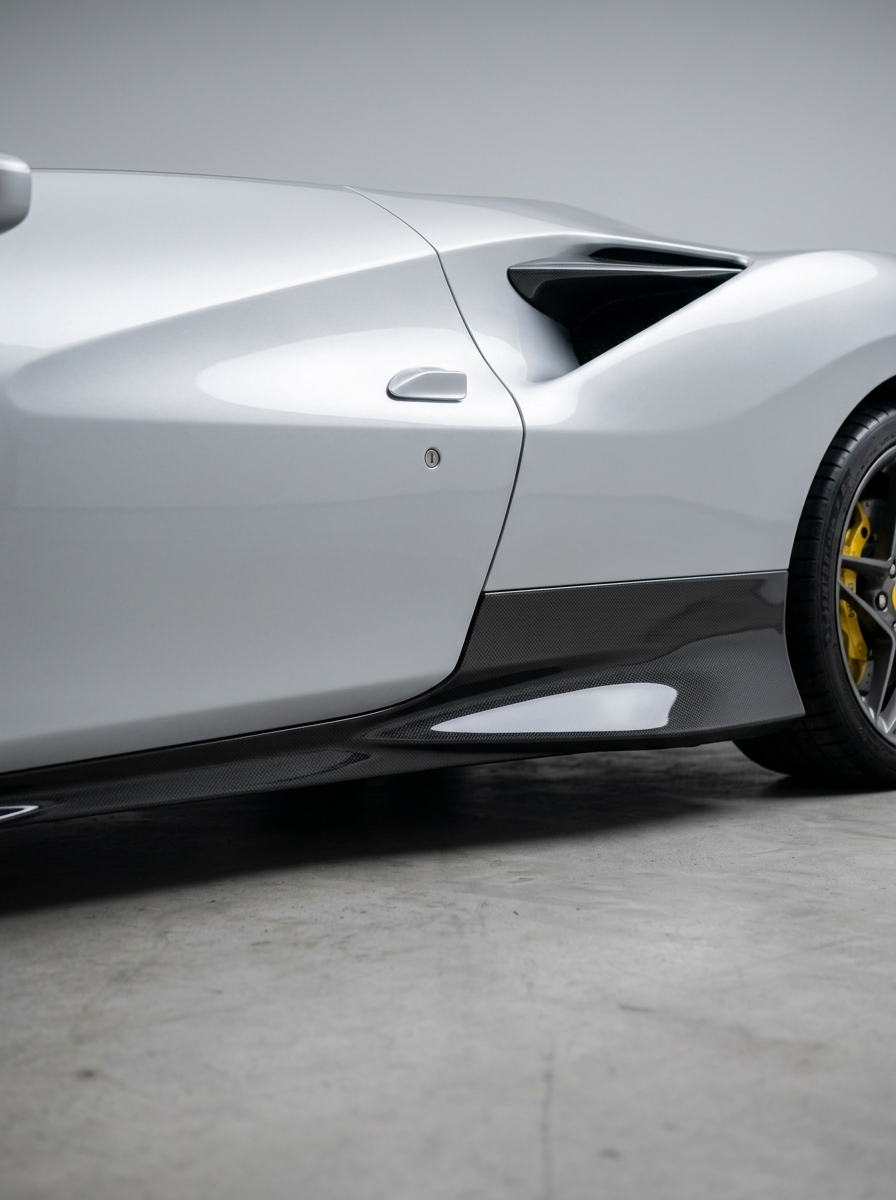 2019+ Ferrari SF90 Stradale Polished Side Skirts - Dry Carbon Fiber