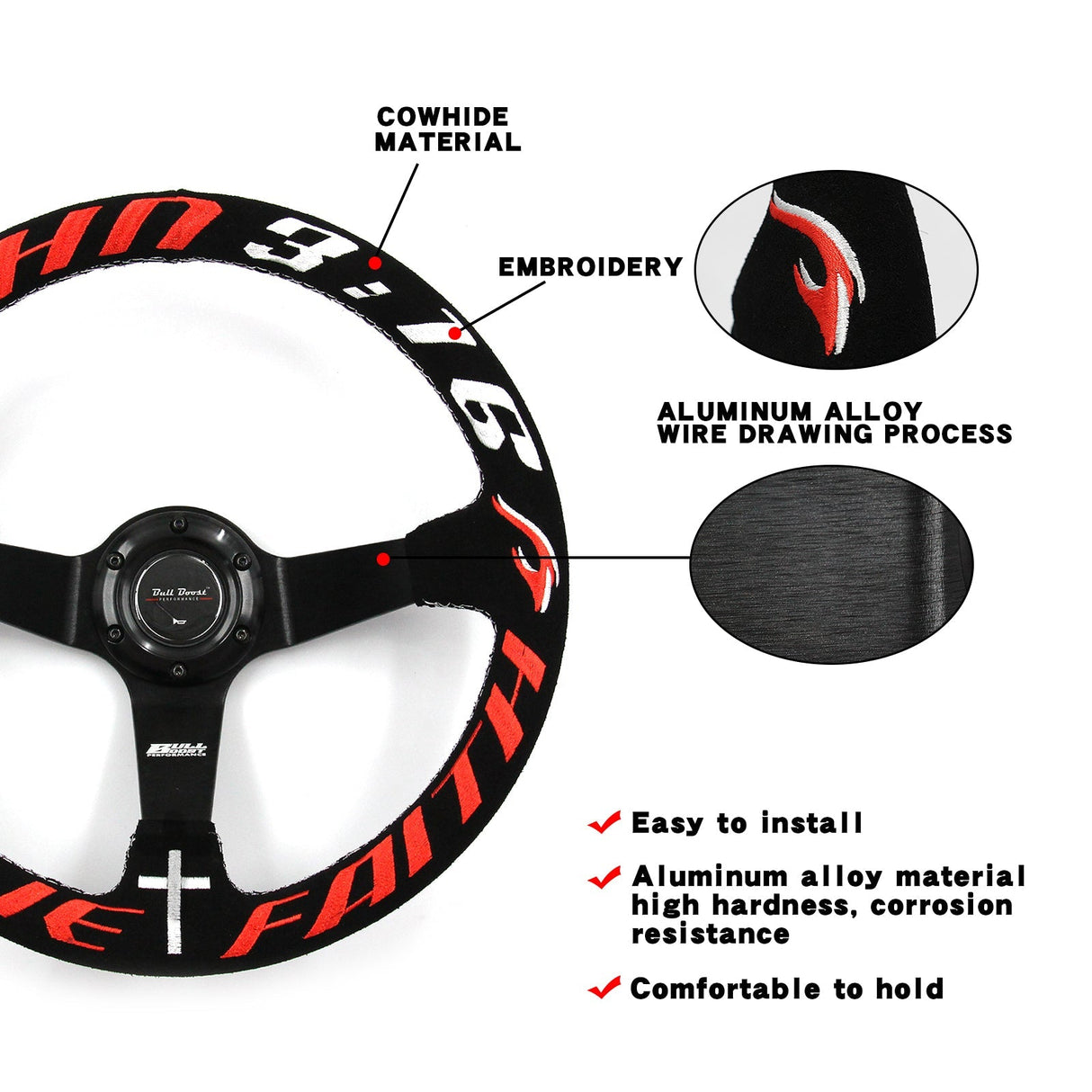 Have Faith Steering Wheel + Hub Adapter Kit For Toyota Pickup, Corolla, 4Runner, MR2, Camry