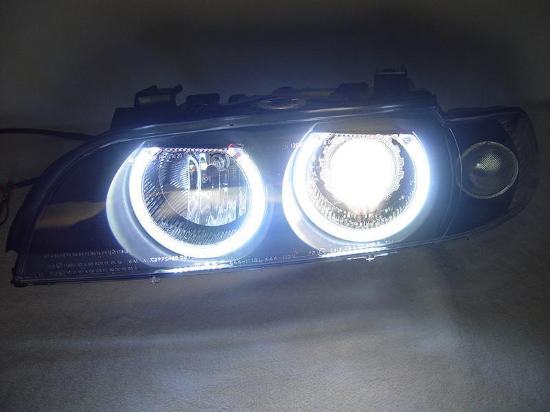 1996-2003 BMW E39 P39 Style Black Headlights with White UHP LED