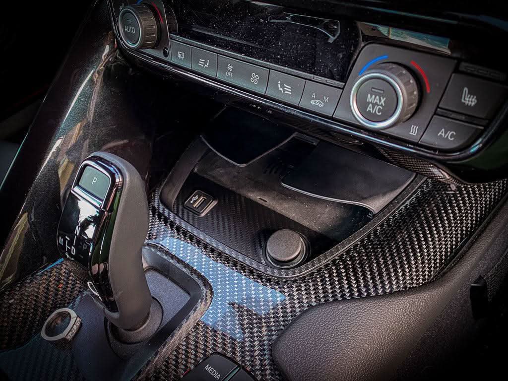 3D Carbon Phone Charger / USB / Cigarette Lighter Tray Overlay - 2020+ Supra