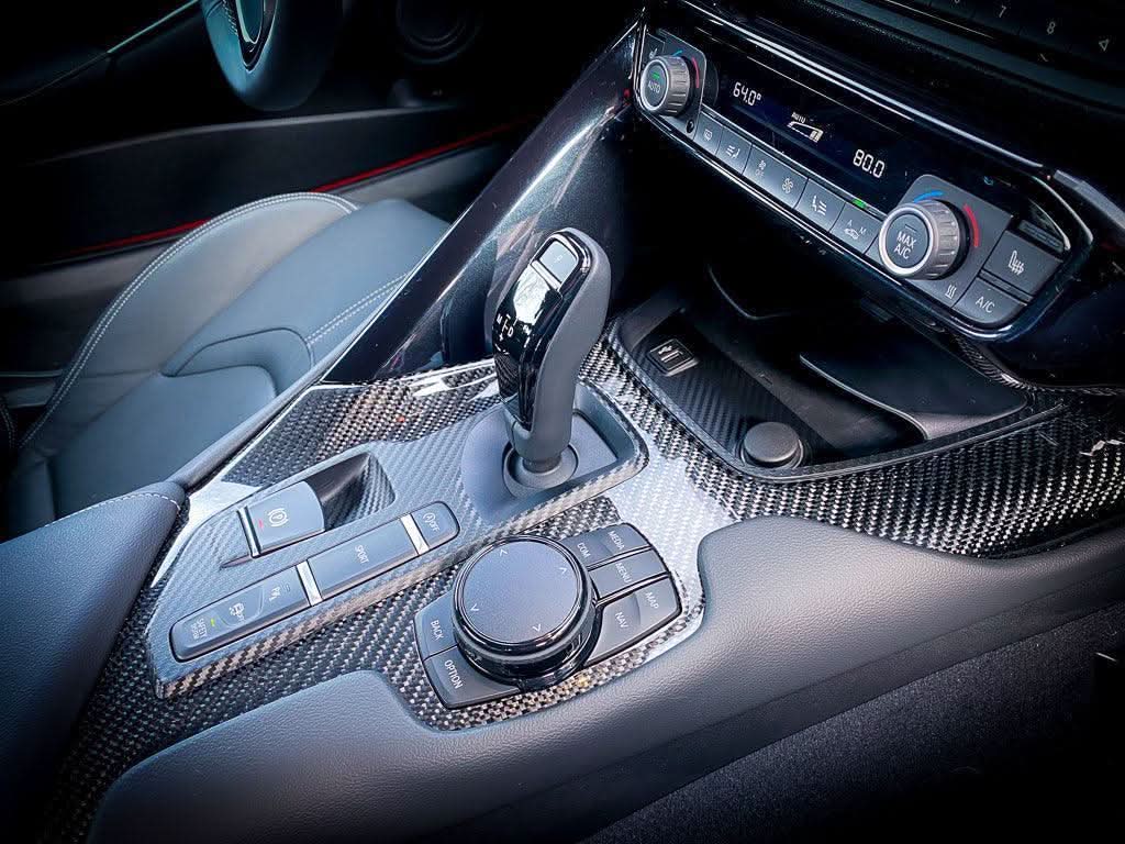 3D Carbon Phone Charger / USB / Cigarette Lighter Tray Overlay - 2020+ Supra