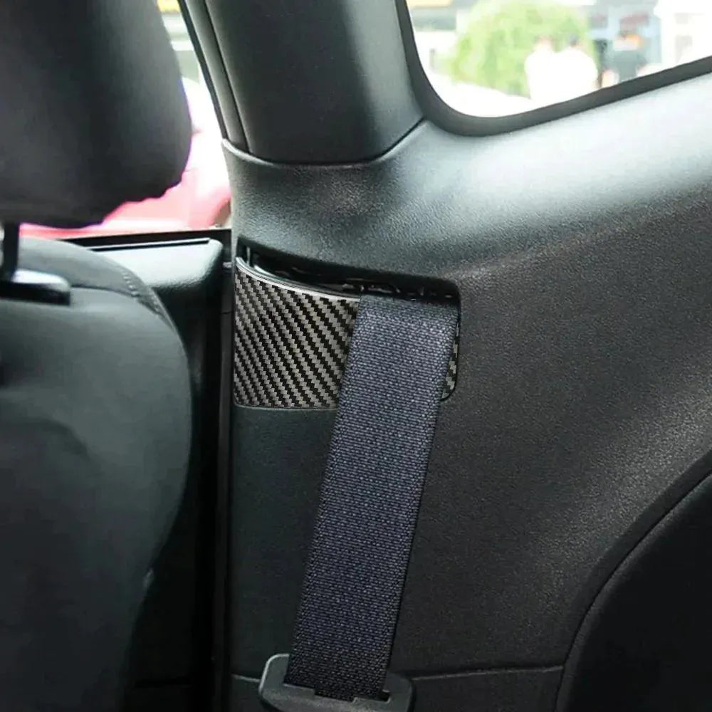 3PCS Carbon Fiber Seat Belt Frame Panel Overlay for Dodge Challenger 2015-2023