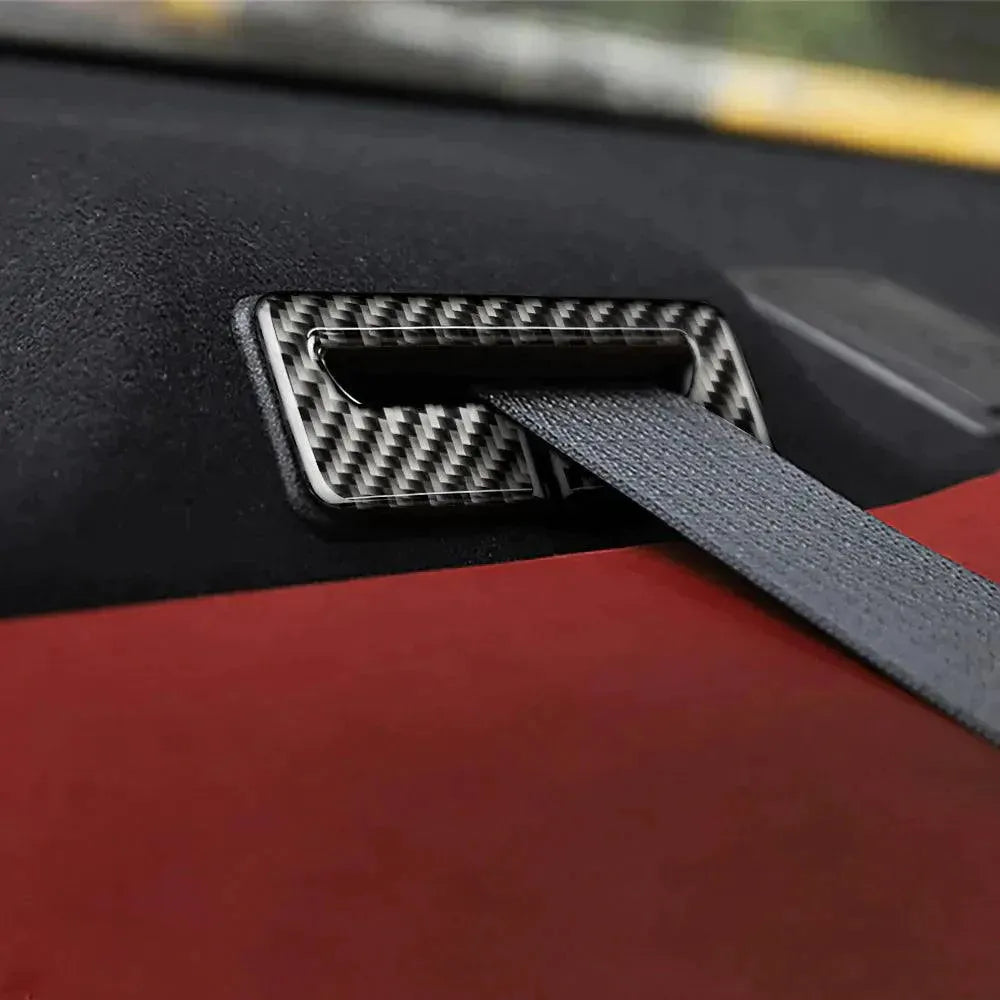3PCS Carbon Fiber Seat Belt Frame Panel Overlay for Dodge Challenger 2015-2023