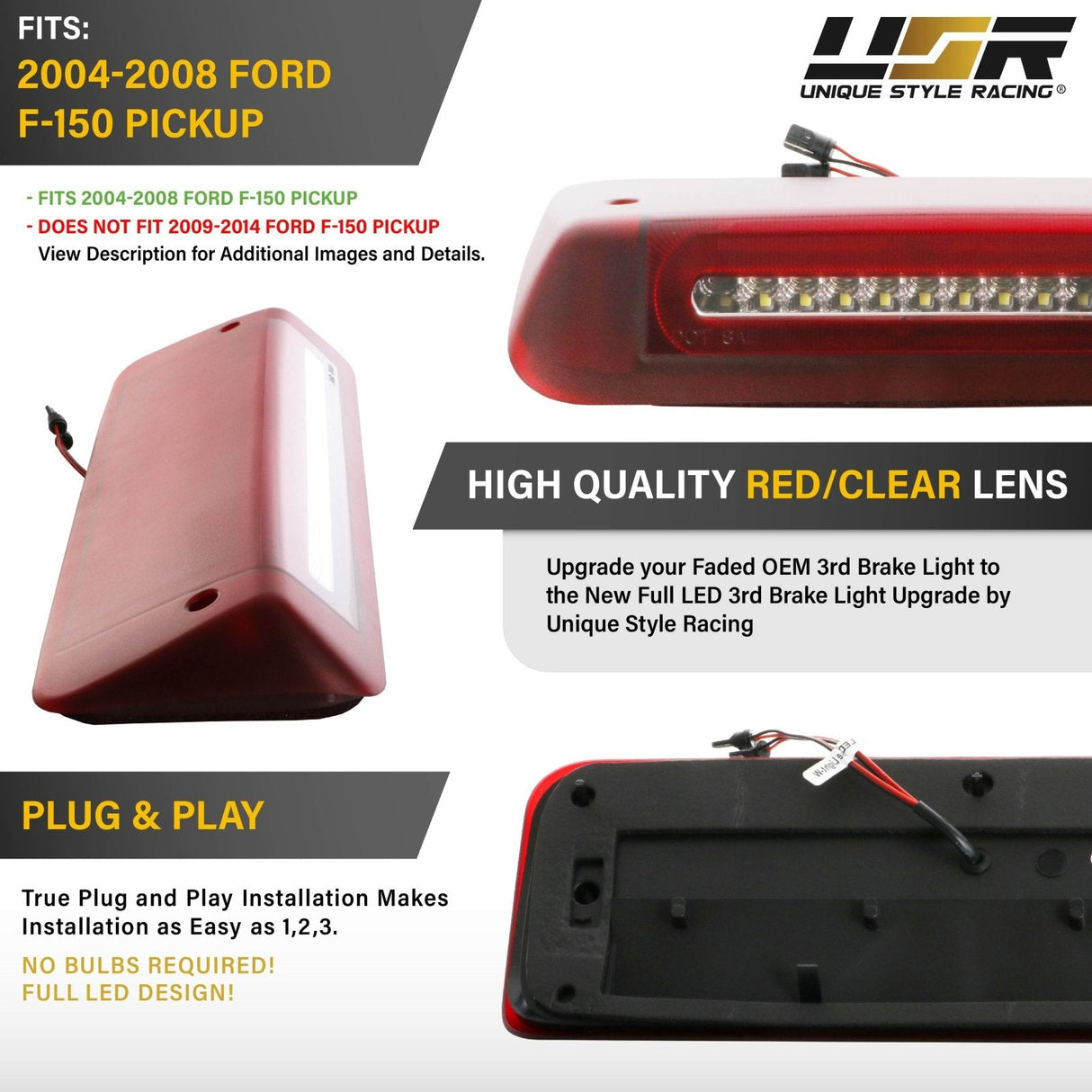 2004-2008 Ford F150 2 In 1 Light Bar LED 3rd Brake Light - Smoke