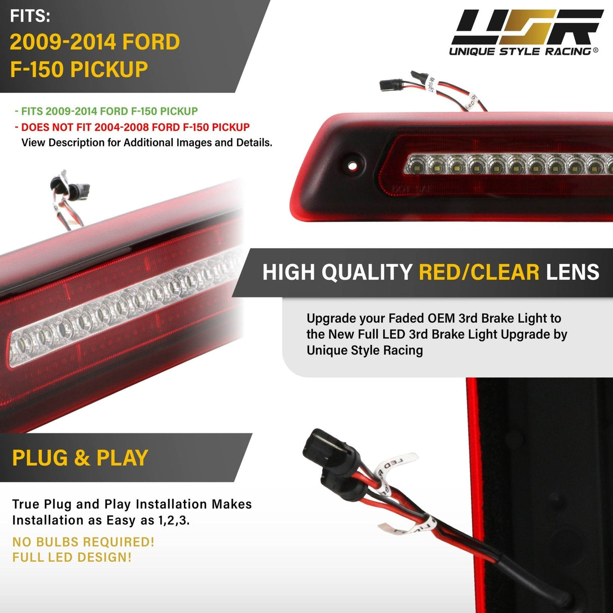 2009-2014 Ford F150 2 In 1 Light Bar Led 3rd Brake Light - Smoke