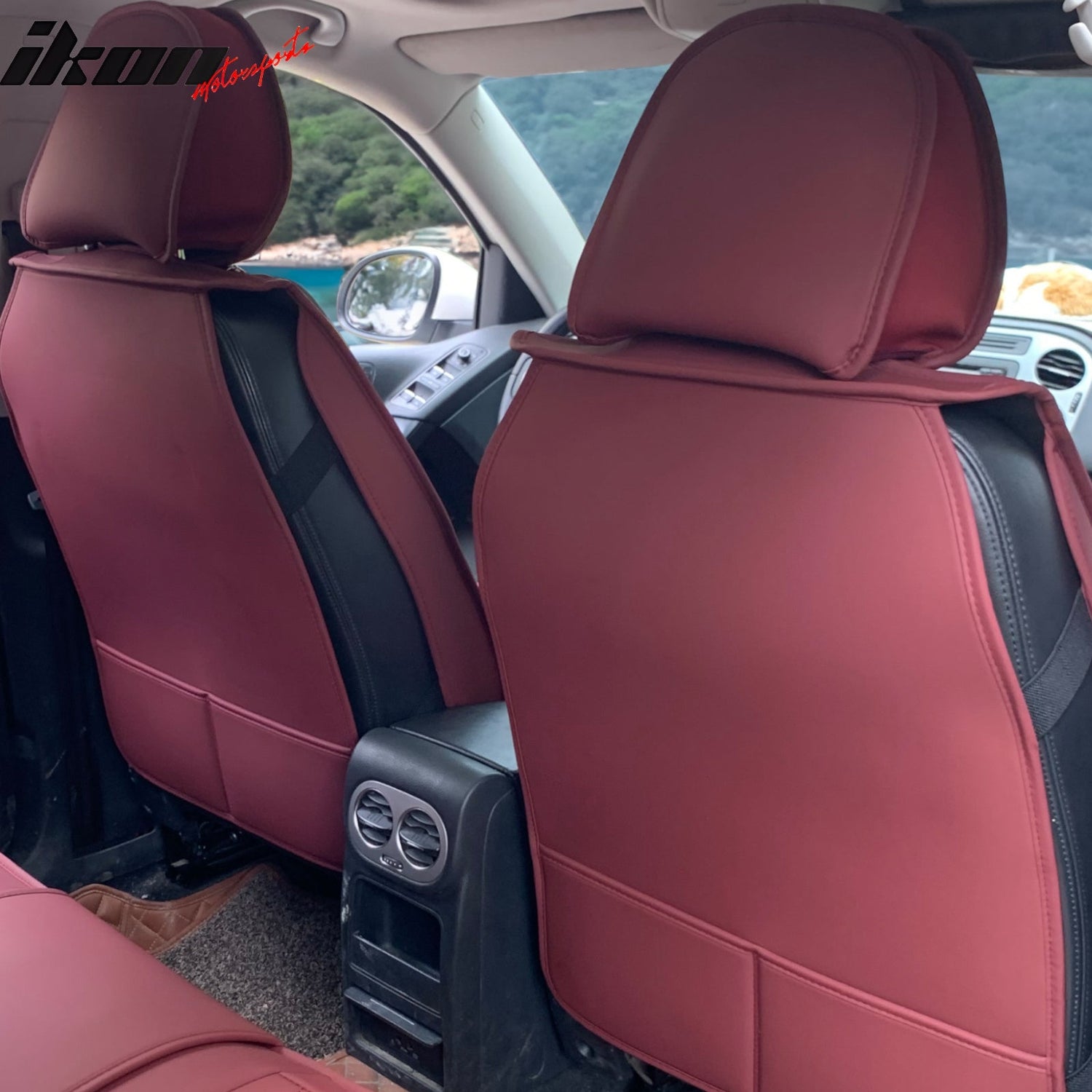 Universal PU Leather Car Seat Cover w/ Lumbar 04B Style Full Set