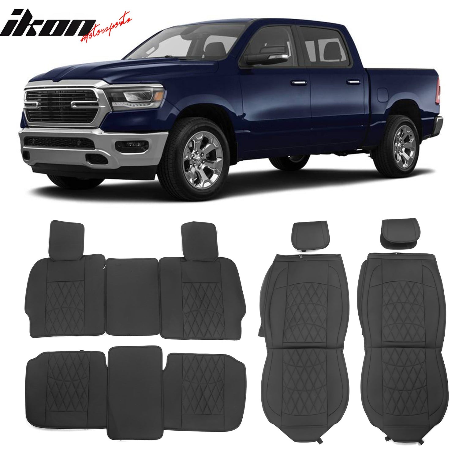 2009-2023 Dodge Ram 1500 2500 3500 5 Seats Seat Covers Leather