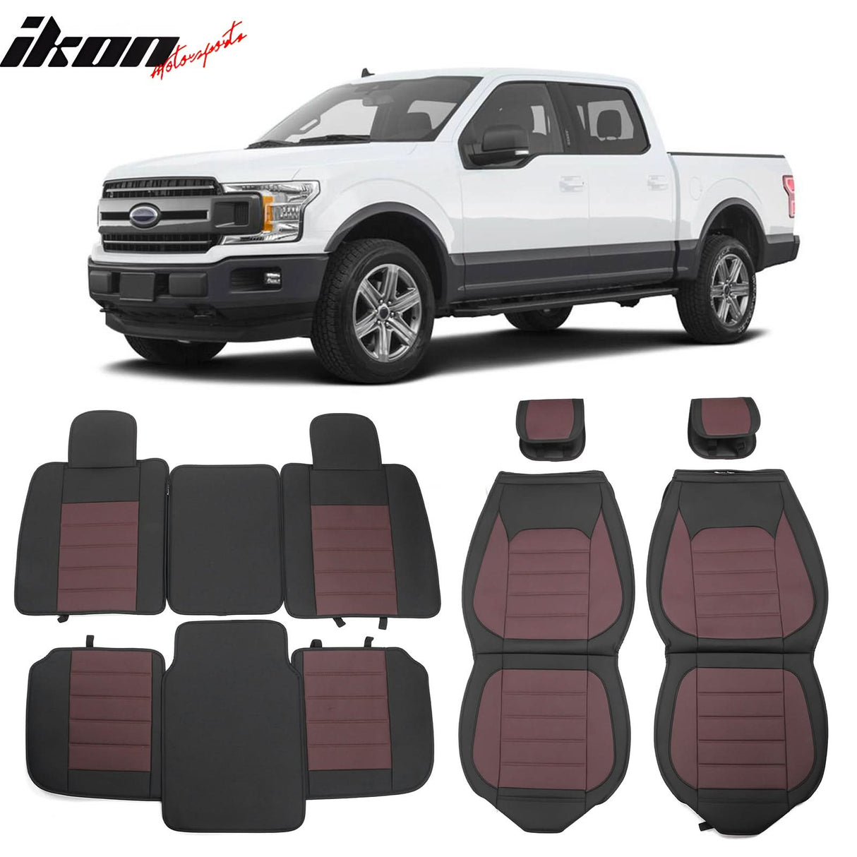 2009-2025 Ford F150 Crew Cab PU Leather Car Seat Cover w/ Pocket