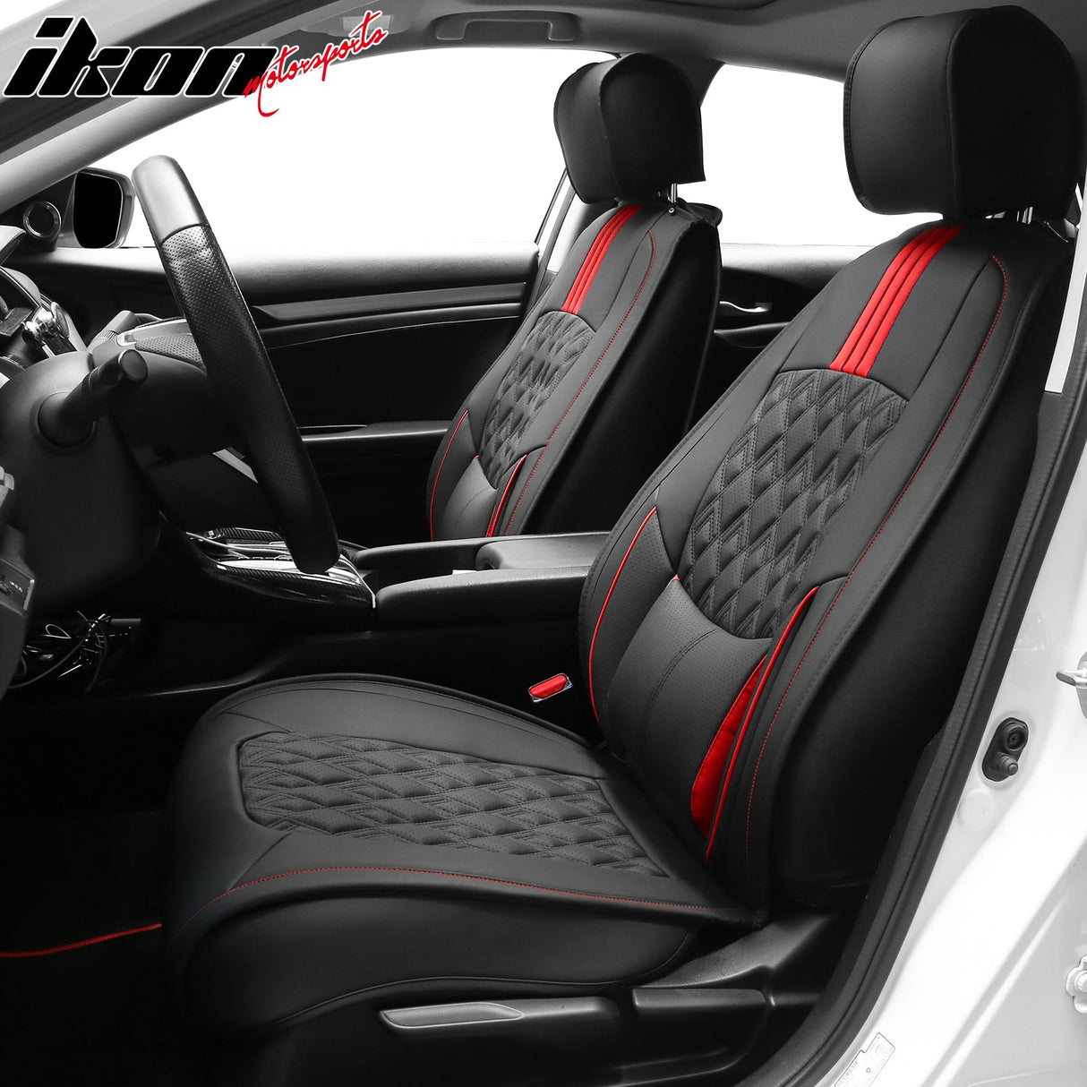 2016-2021 Honda Civic Seat Covers PU Leather Car Cushion w/ Lumbar