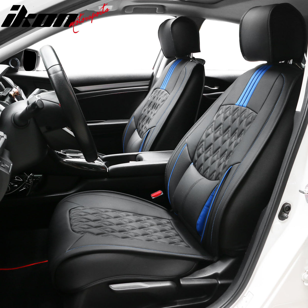 2016-2021 Honda Civic Seat Covers PU Leather Car Cushion w/ Lumbar