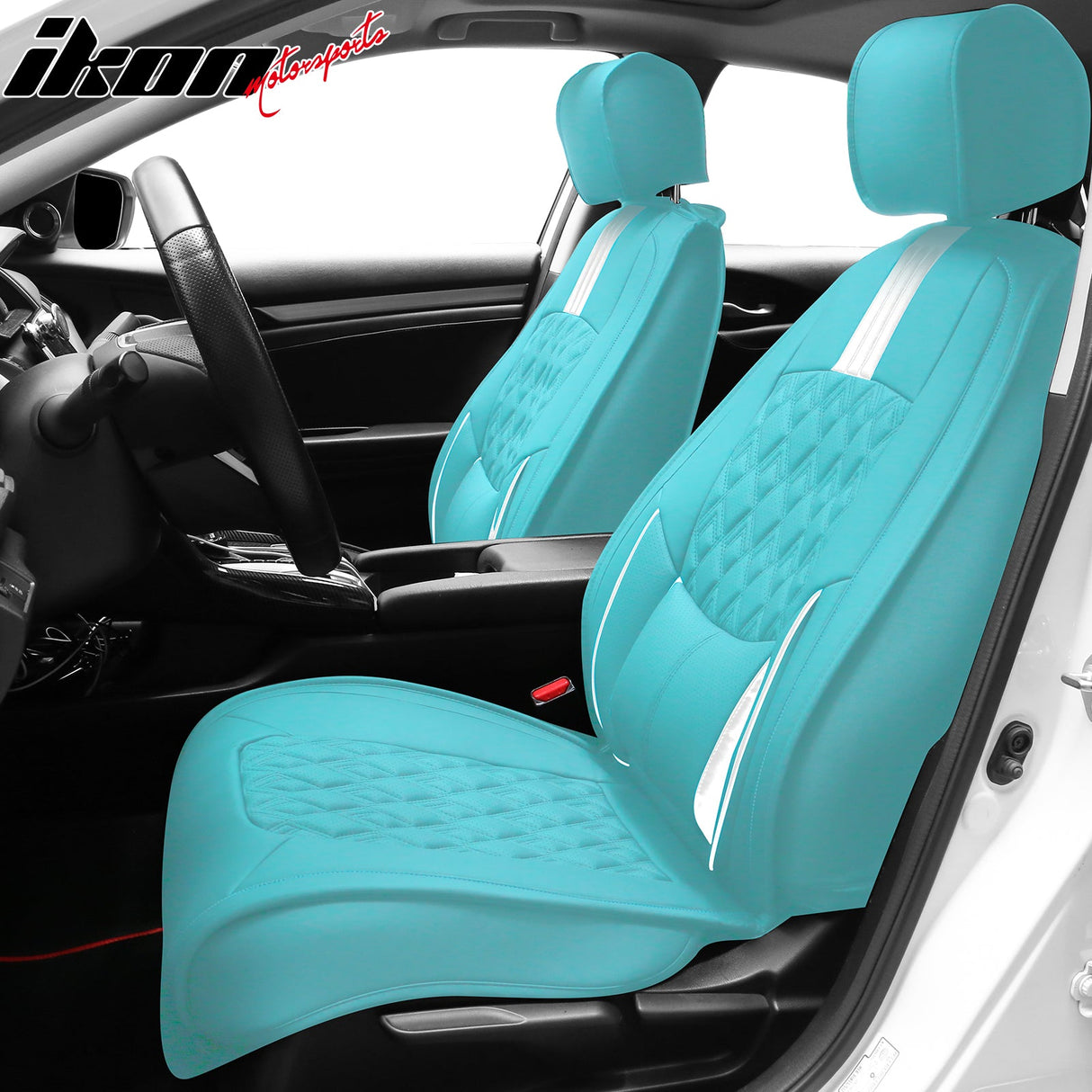 2016-2021 Honda Civic Seat Covers PU Leather Car Cushion w/ Lumbar
