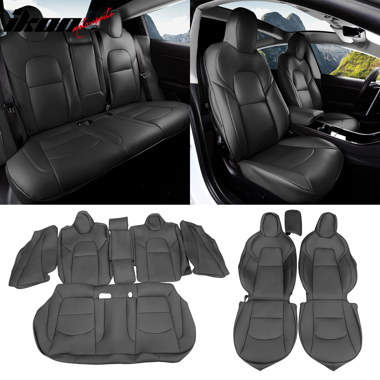 2017-2023 Tesla Model 3 Front Rear 5-Seat Seat Covers Leather